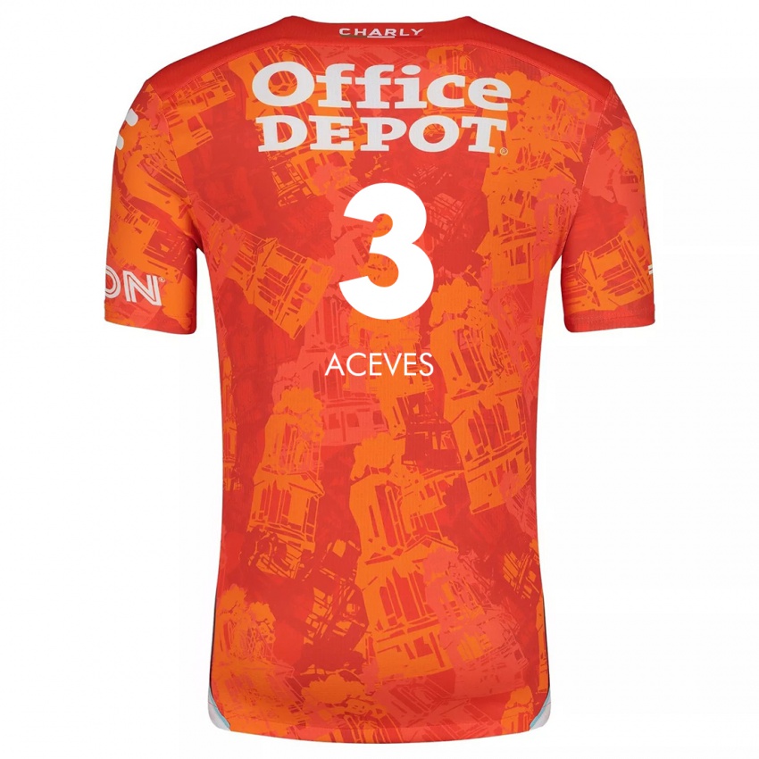 Niño Camiseta Alonso Aceves #3 Naranja Blanco 2ª Equipación 2024/25 La Camisa México