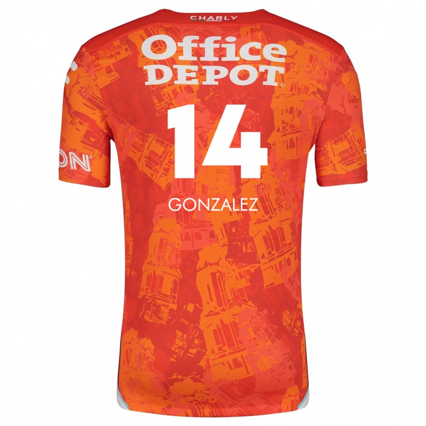 Niño Camiseta Arturo González #14 Naranja Blanco 2ª Equipación 2024/25 La Camisa México