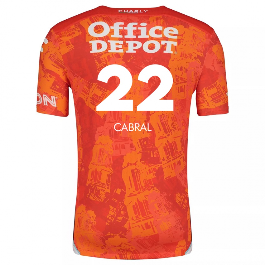 Niño Camiseta Gustavo Cabral #22 Naranja Blanco 2ª Equipación 2024/25 La Camisa México