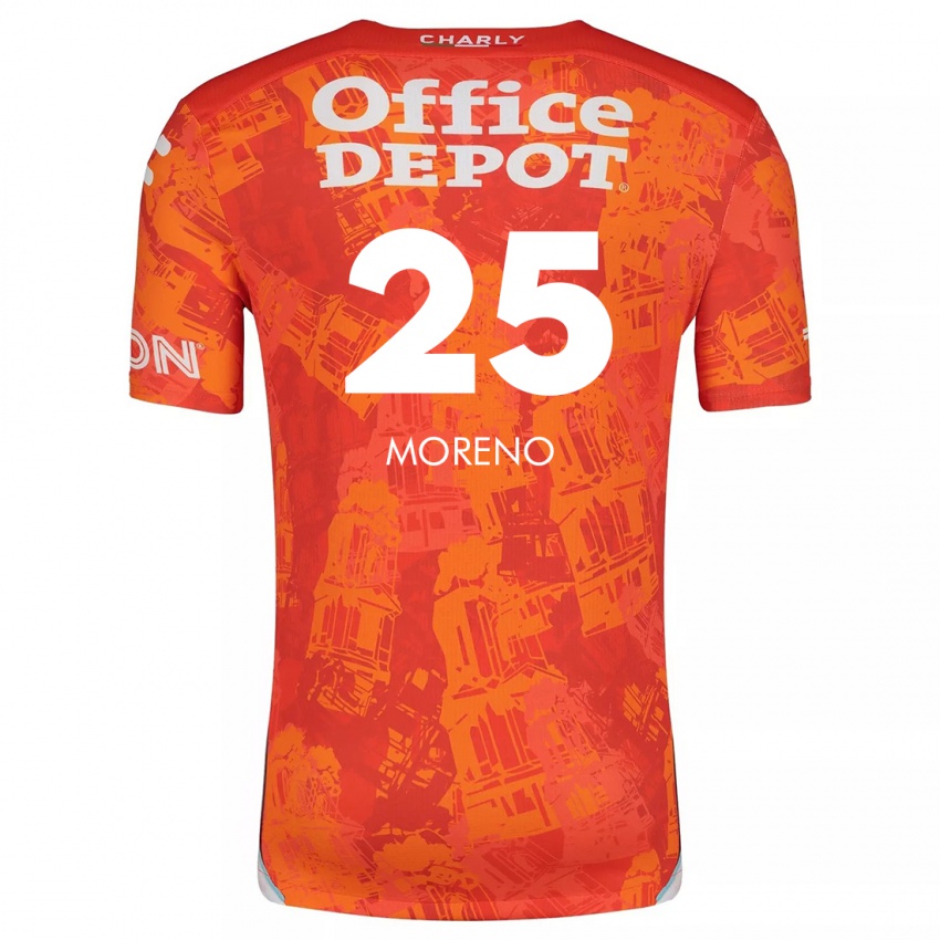 Niño Camiseta Carlos Moreno #25 Naranja Blanco 2ª Equipación 2024/25 La Camisa México