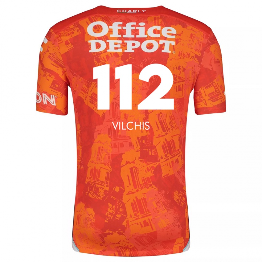 Niño Camiseta Leonardo Vílchis #112 Naranja Blanco 2ª Equipación 2024/25 La Camisa México