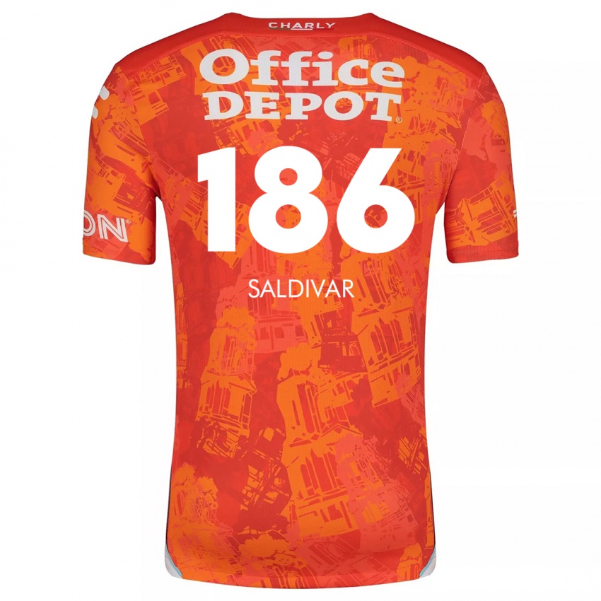 Niño Camiseta José Saldívar #186 Naranja Blanco 2ª Equipación 2024/25 La Camisa México