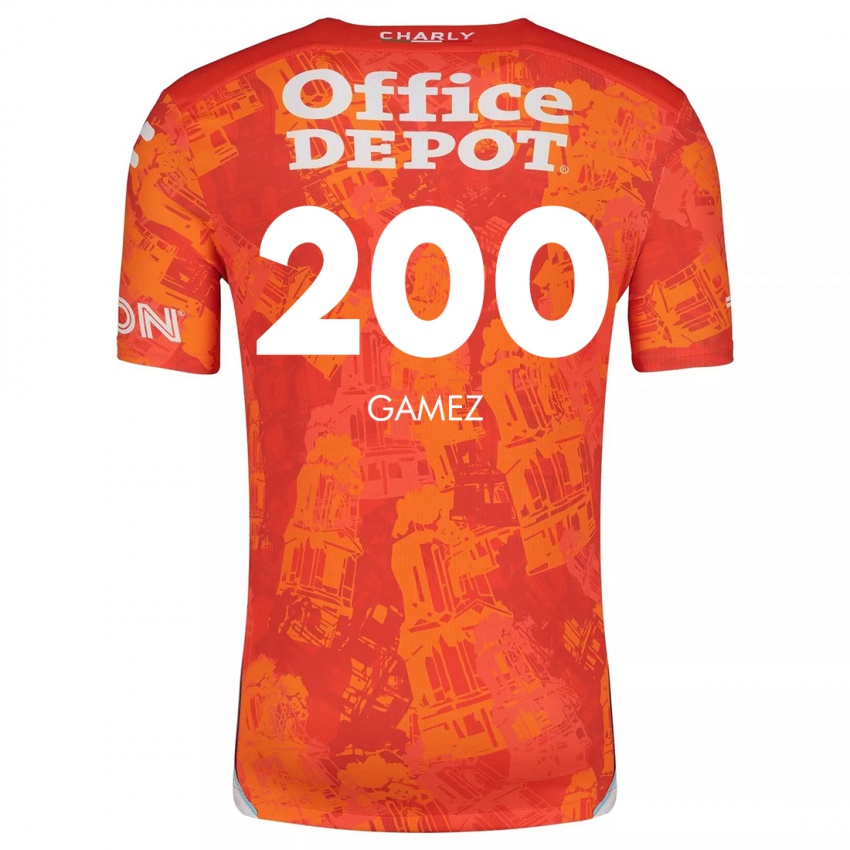 Niño Camiseta Sergio Gámez #200 Naranja Blanco 2ª Equipación 2024/25 La Camisa México