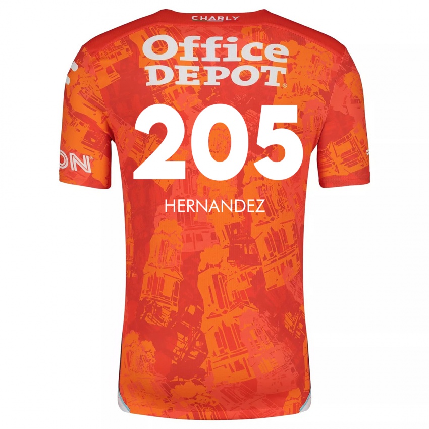 Niño Camiseta Sergio Hernández #205 Naranja Blanco 2ª Equipación 2024/25 La Camisa México