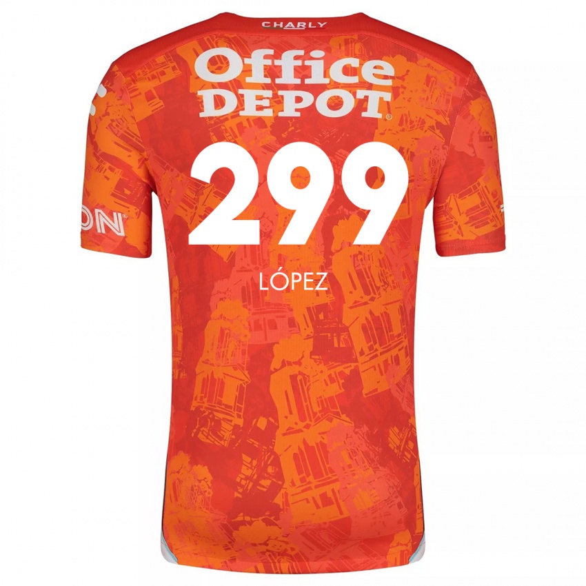 Niño Camiseta Santiago López #299 Naranja Blanco 2ª Equipación 2024/25 La Camisa México