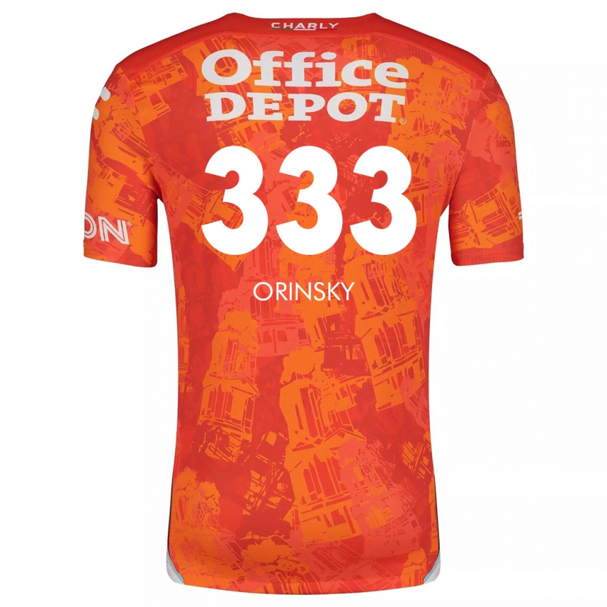 Niño Camiseta Edson Orinsky #333 Naranja Blanco 2ª Equipación 2024/25 La Camisa México