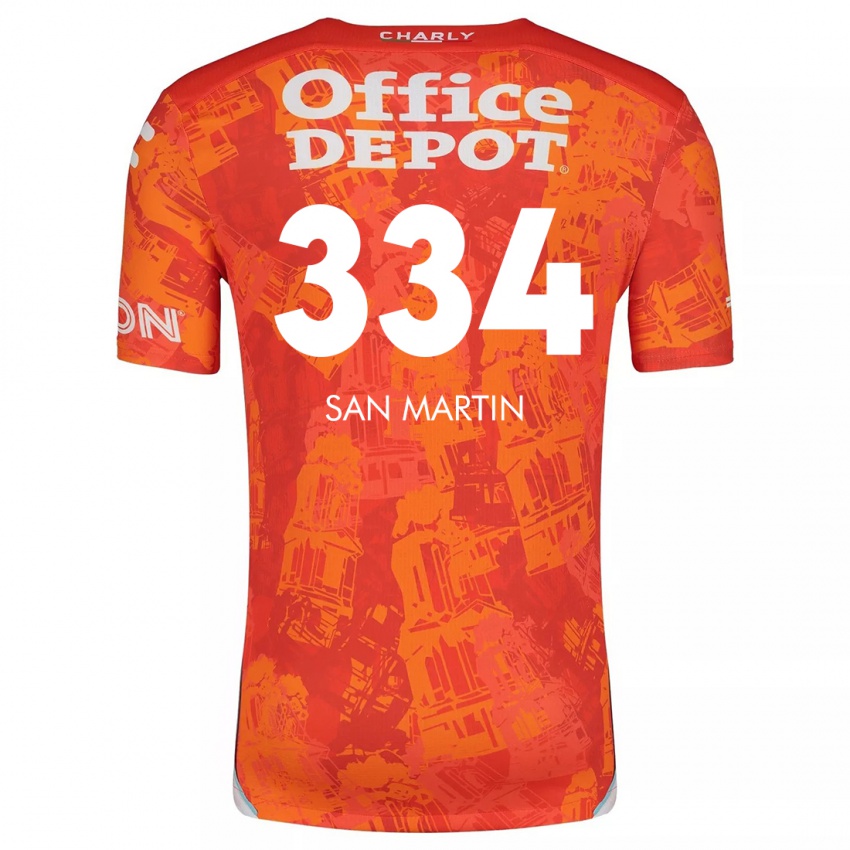 Niño Camiseta Uziel San Martín #334 Naranja Blanco 2ª Equipación 2024/25 La Camisa México