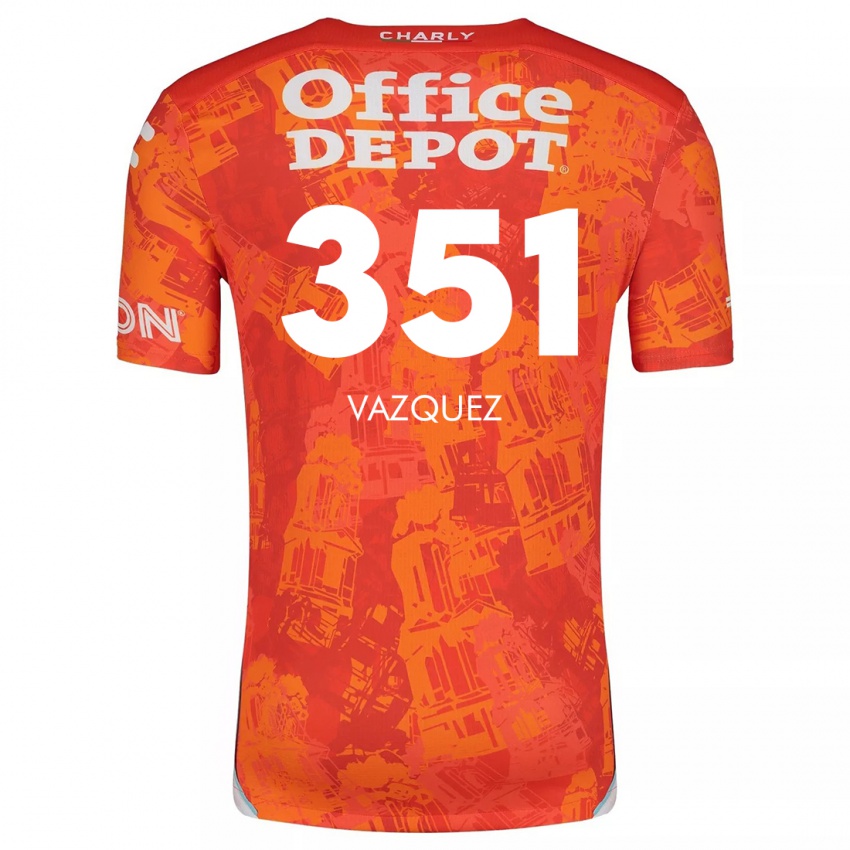 Niño Camiseta Maximo Vázquez #351 Naranja Blanco 2ª Equipación 2024/25 La Camisa México