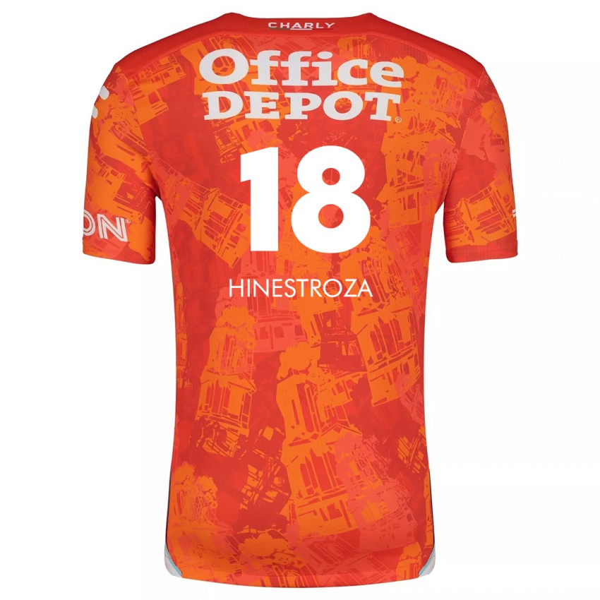 Niño Camiseta Marino Hinestroza #18 Naranja Blanco 2ª Equipación 2024/25 La Camisa México