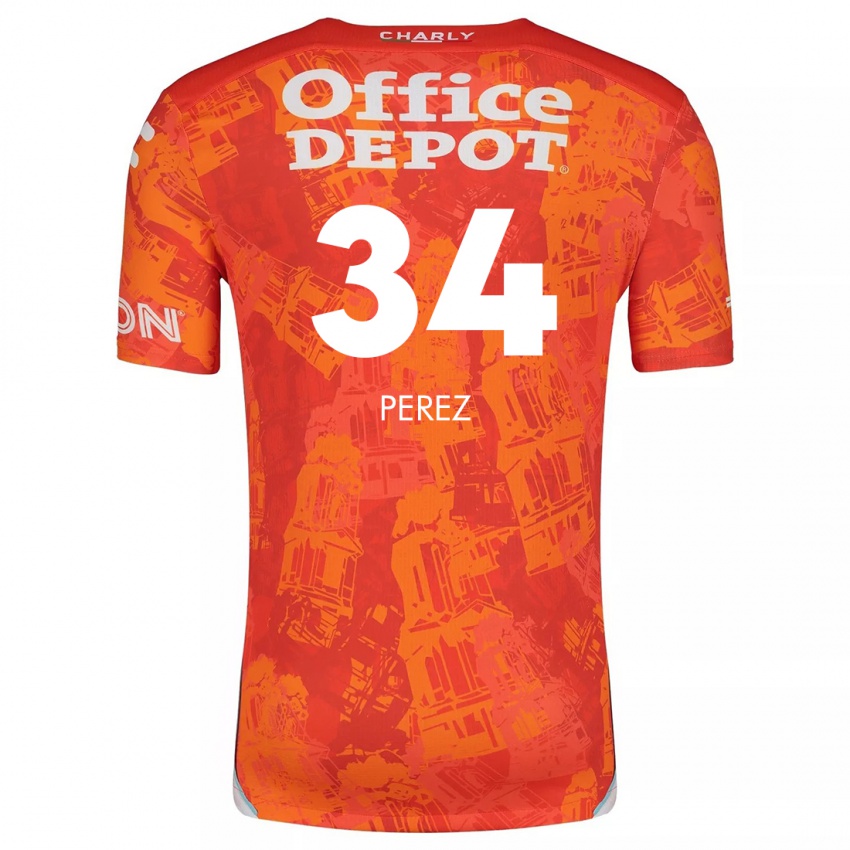 Niño Camiseta Julio Pérez #34 Naranja Blanco 2ª Equipación 2024/25 La Camisa México