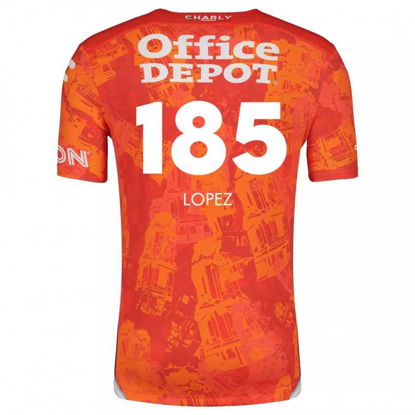 Niño Camiseta René López #185 Naranja Blanco 2ª Equipación 2024/25 La Camisa México