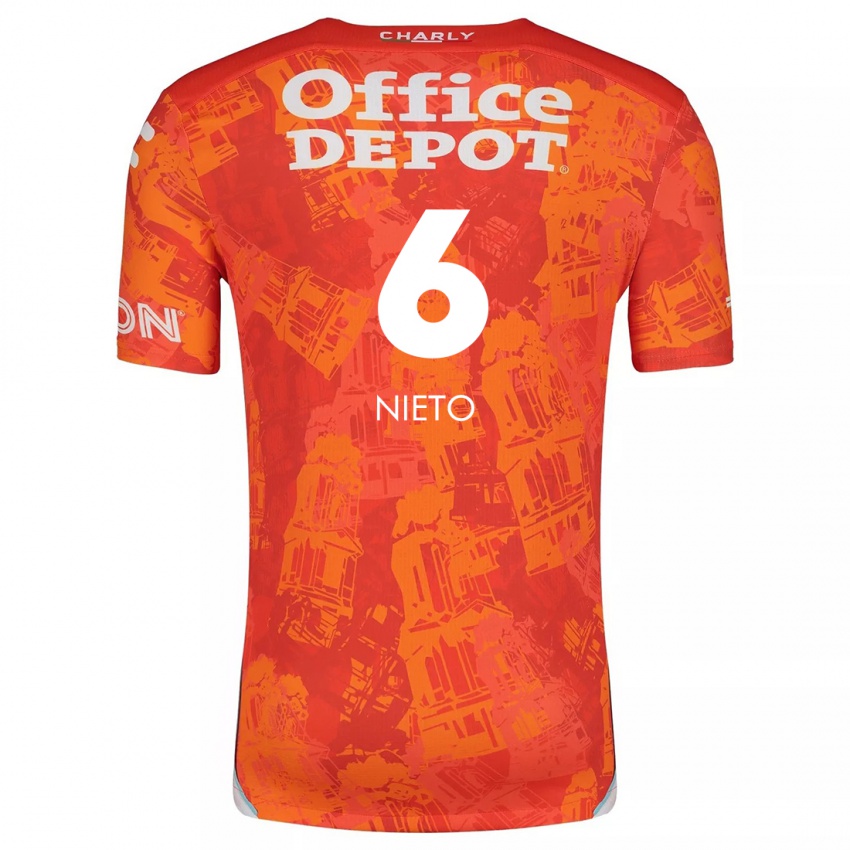 Niño Camiseta Karla Nieto #6 Naranja Blanco 2ª Equipación 2024/25 La Camisa México