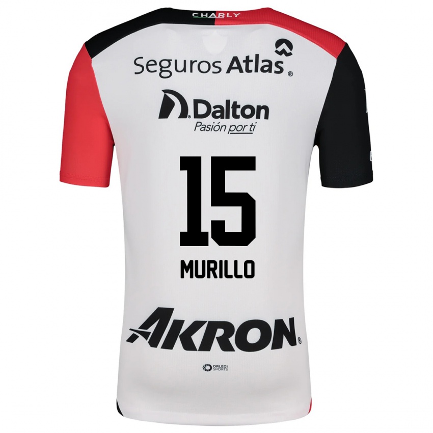 Niño Camiseta Jhon Murillo #15 Blanco Rojo Negro 2ª Equipación 2024/25 La Camisa México