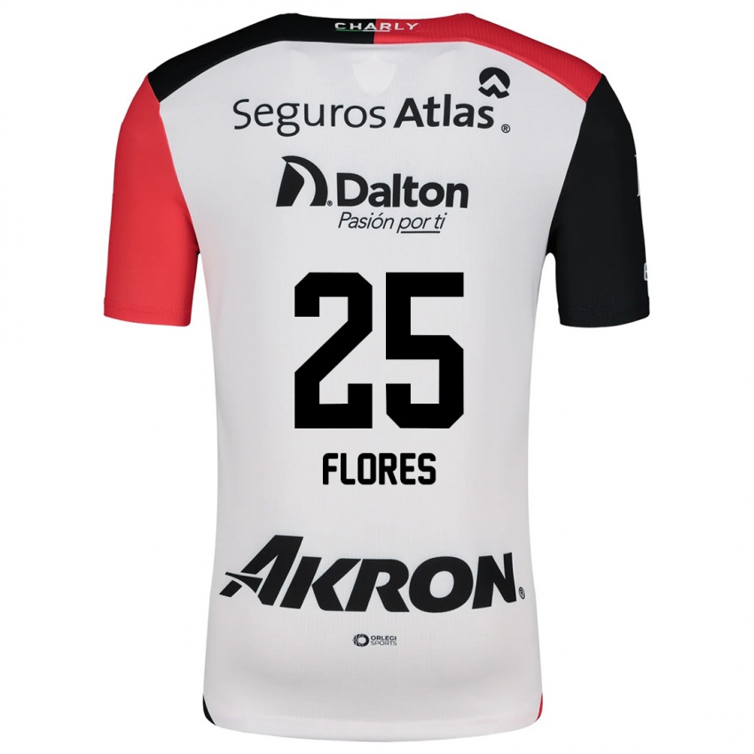 Niño Camiseta Leonardo Flores #25 Blanco Rojo Negro 2ª Equipación 2024/25 La Camisa México