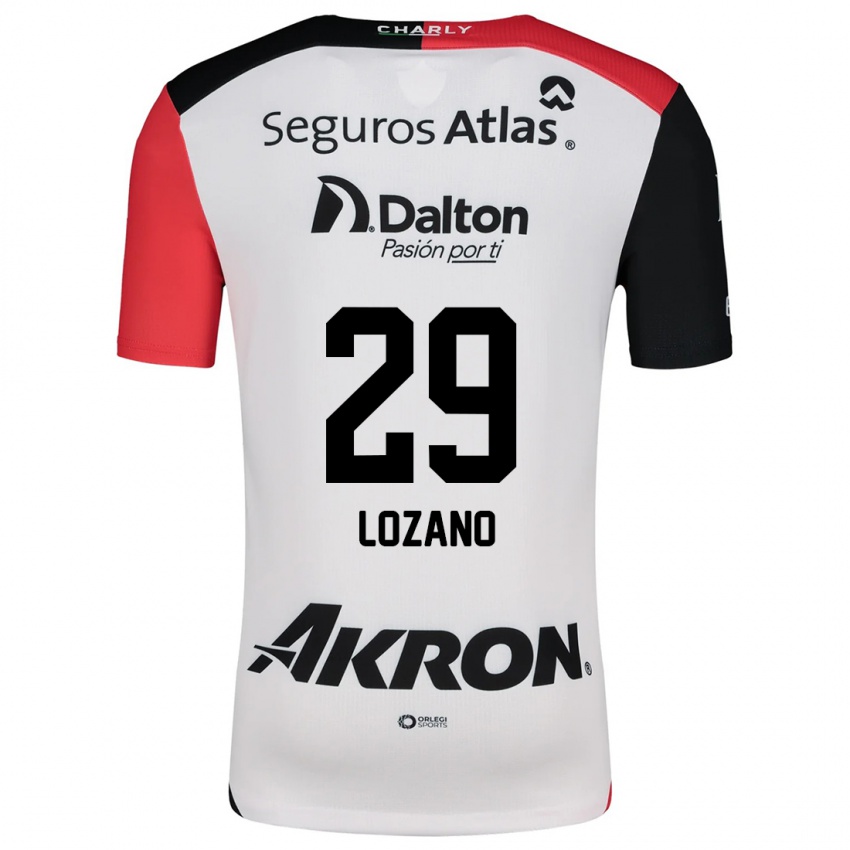 Niño Camiseta Brian Lozano #29 Blanco Rojo Negro 2ª Equipación 2024/25 La Camisa México