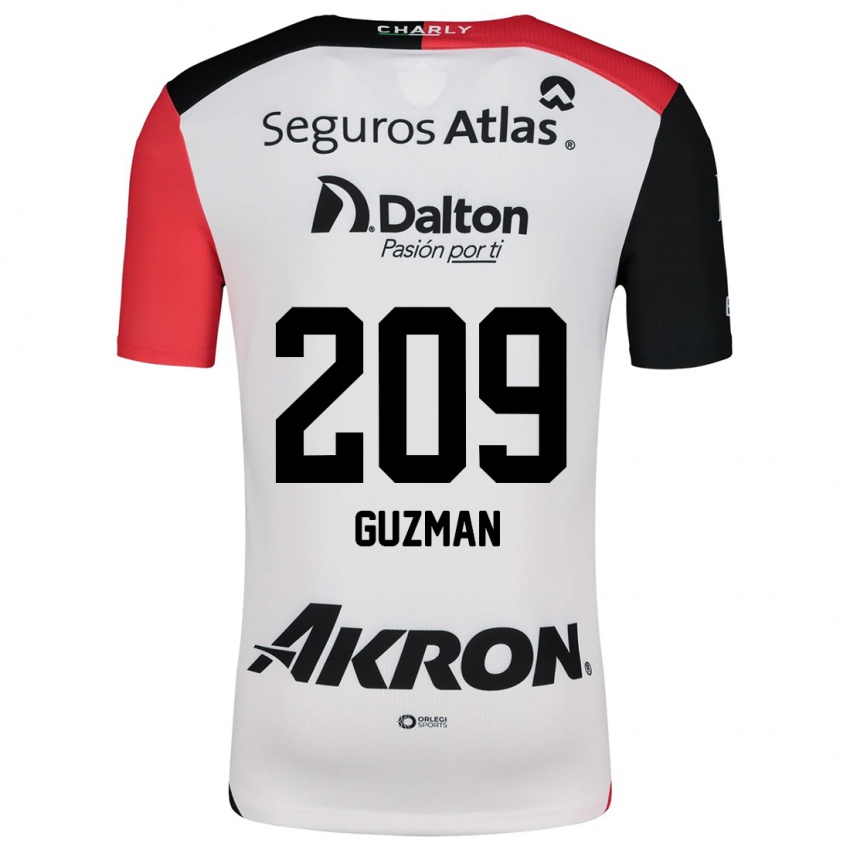 Niño Camiseta Jorge Guzmán #209 Blanco Rojo Negro 2ª Equipación 2024/25 La Camisa México