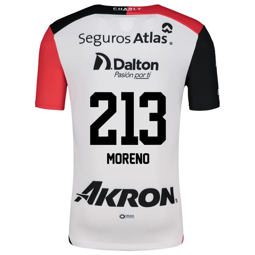 Niño Camiseta Eduardo Moreno #213 Blanco Rojo Negro 2ª Equipación 2024/25 La Camisa México