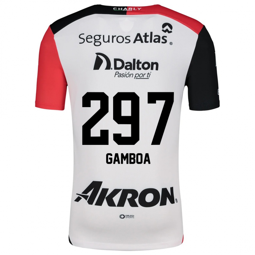 Niño Camiseta Luis Gamboa #297 Blanco Rojo Negro 2ª Equipación 2024/25 La Camisa México