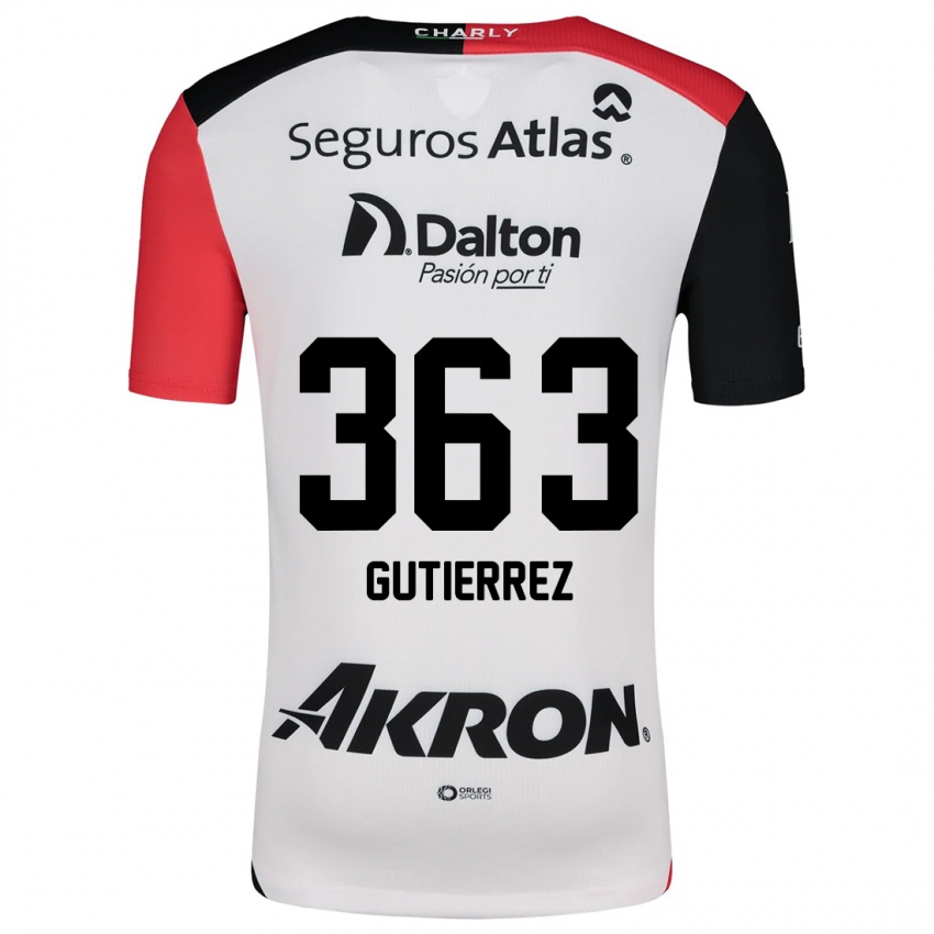 Niño Camiseta Orlando Gutiérrez #363 Blanco Rojo Negro 2ª Equipación 2024/25 La Camisa México