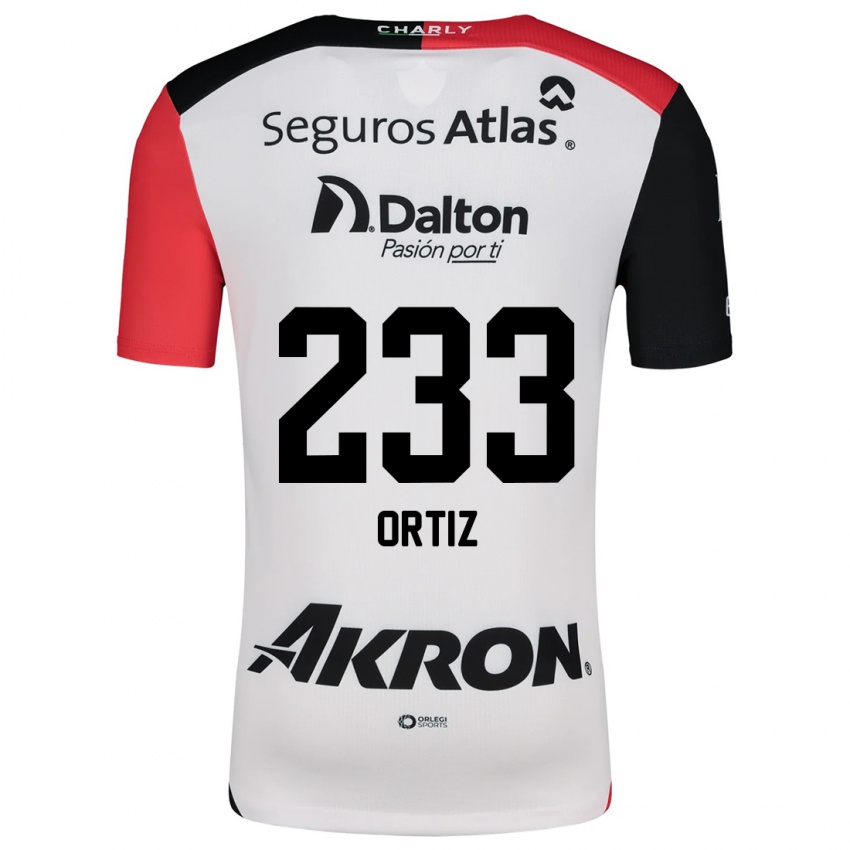 Niño Camiseta Brandon Ortiz #233 Blanco Rojo Negro 2ª Equipación 2024/25 La Camisa México