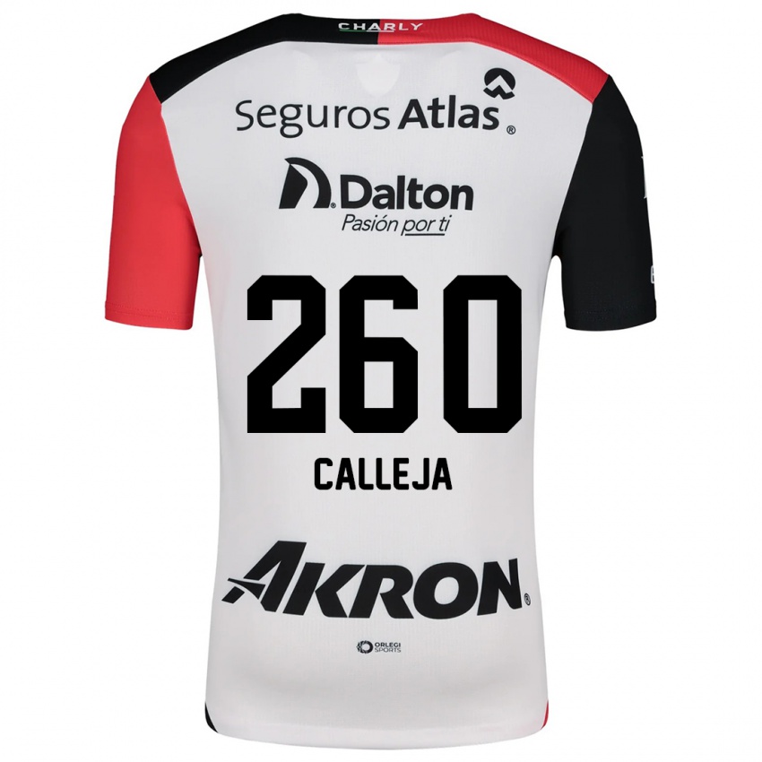 Niño Camiseta Diego Calleja #260 Blanco Rojo Negro 2ª Equipación 2024/25 La Camisa México