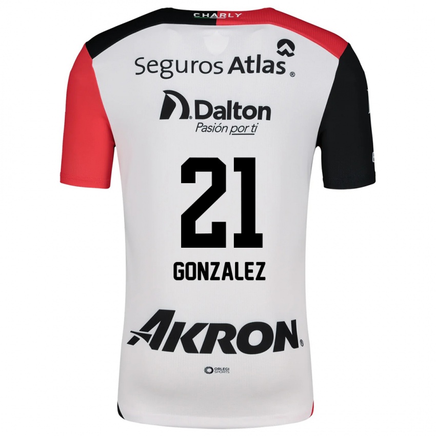 Niño Camiseta Sarahí González #21 Blanco Rojo Negro 2ª Equipación 2024/25 La Camisa México