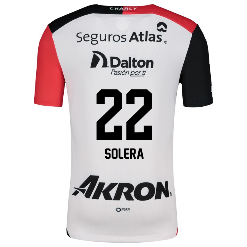 Niño Camiseta Daniela Solera #22 Blanco Rojo Negro 2ª Equipación 2024/25 La Camisa México