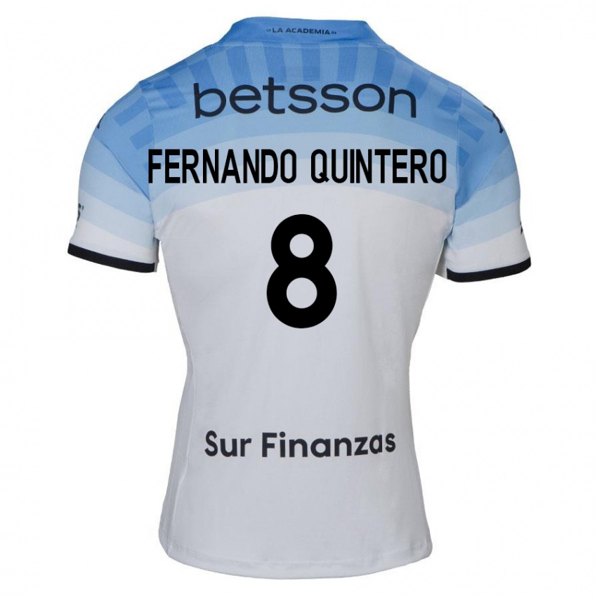 Niño Camiseta Juan Fernando Quintero #8 Blanco Azul Negro 2ª Equipación 2024/25 La Camisa México