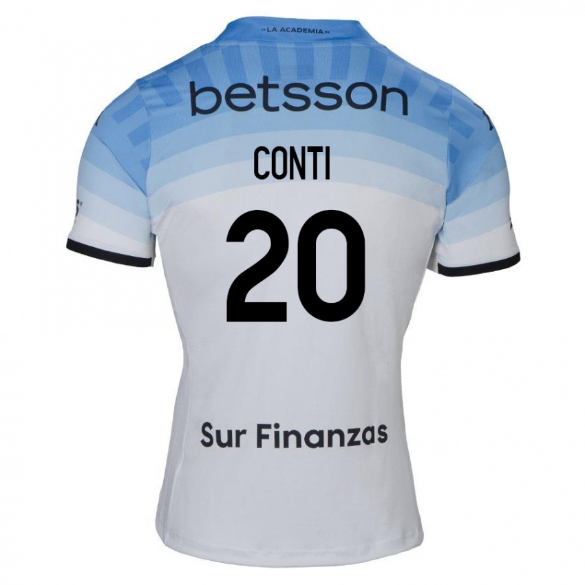 Niño Camiseta Germán Conti #20 Blanco Azul Negro 2ª Equipación 2024/25 La Camisa México