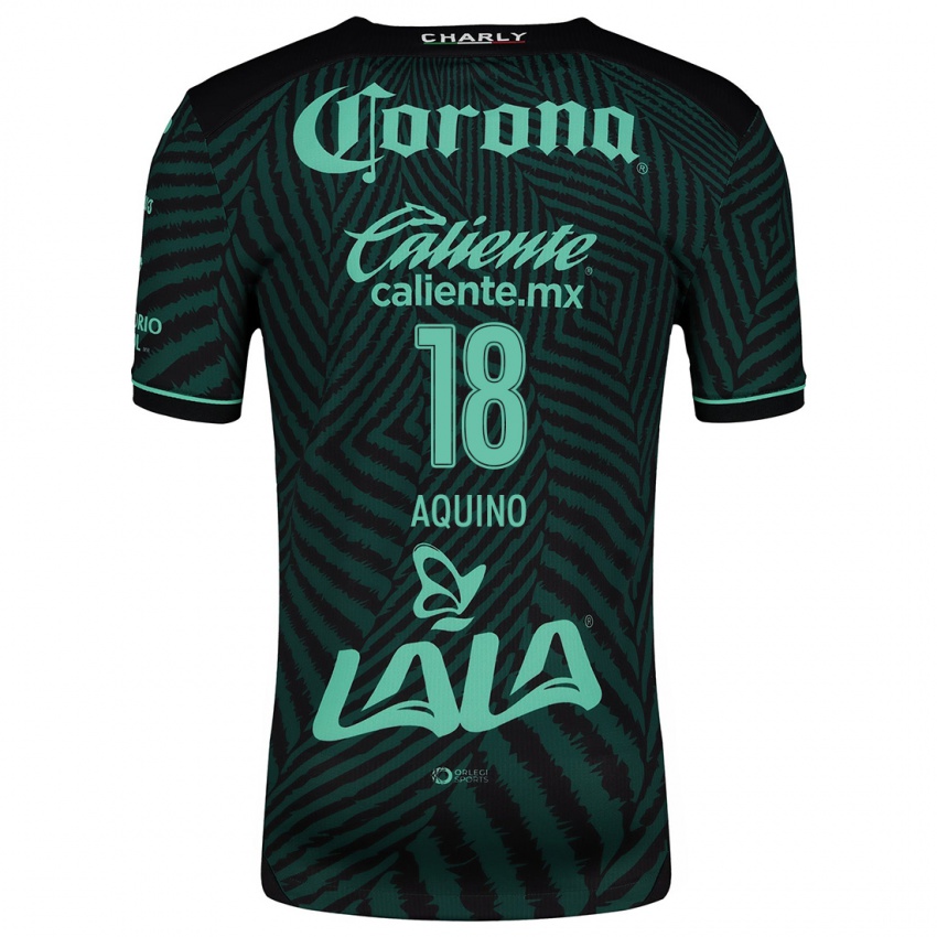 Niño Camiseta Pedro Aquino #18 Verde Negro 2ª Equipación 2024/25 La Camisa México