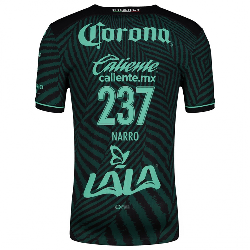 Niño Camiseta Ernesto Narro #237 Verde Negro 2ª Equipación 2024/25 La Camisa México