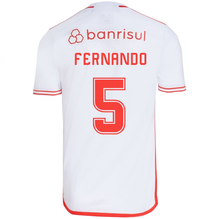 Niño Camiseta Fernando #5 Blanco Rojo 2ª Equipación 2024/25 La Camisa México