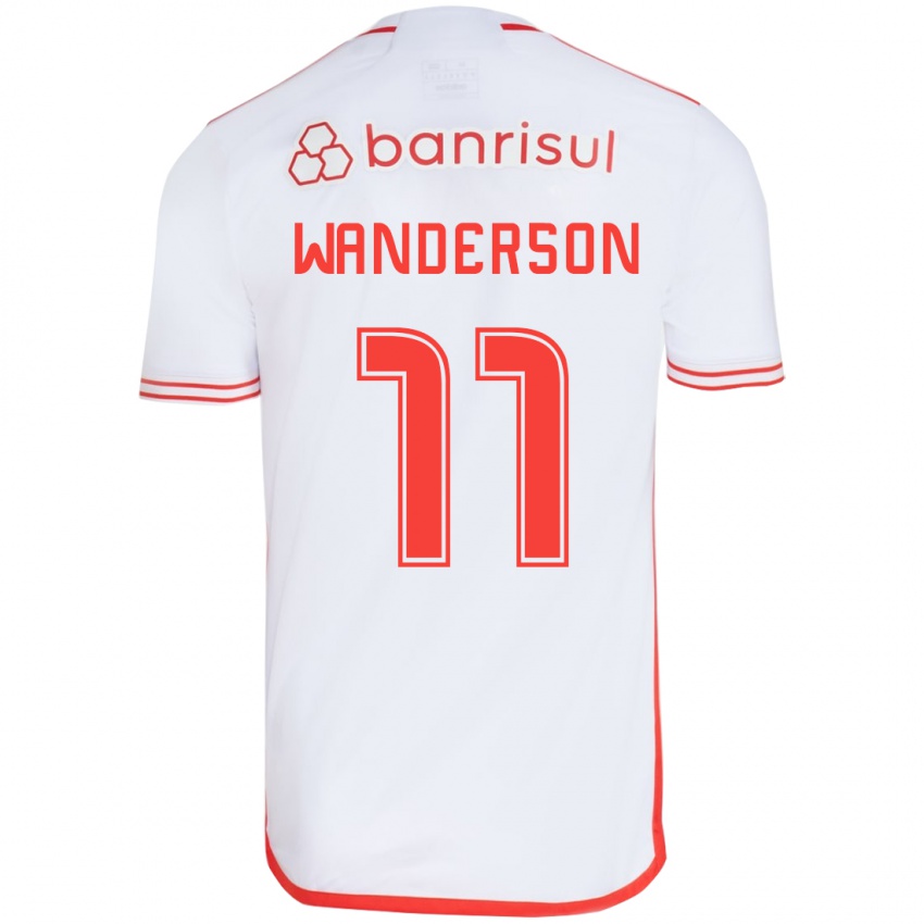 Niño Camiseta Wanderson #11 Blanco Rojo 2ª Equipación 2024/25 La Camisa México