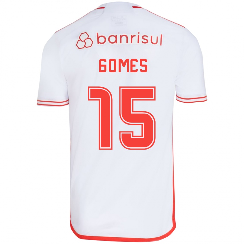 Niño Camiseta Bruno Gomes #15 Blanco Rojo 2ª Equipación 2024/25 La Camisa México