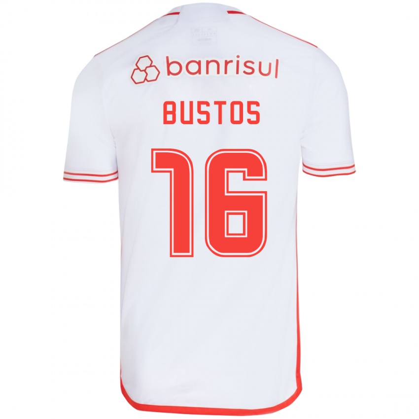 Niño Camiseta Fabricio Bustos #16 Blanco Rojo 2ª Equipación 2024/25 La Camisa México