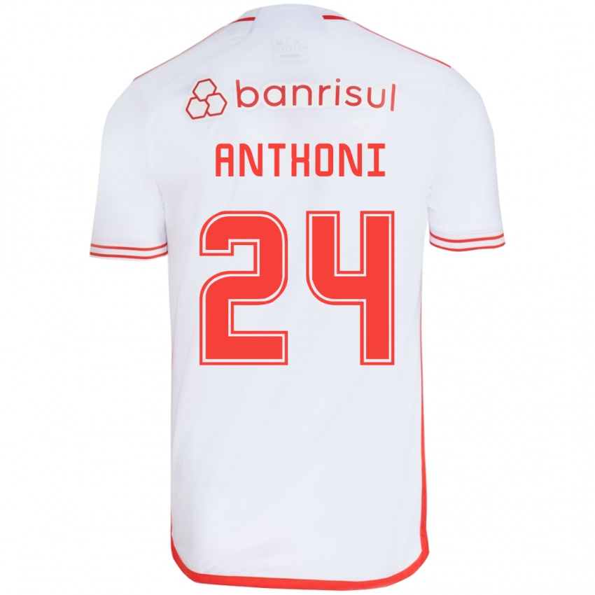 Niño Camiseta Anthoni #24 Blanco Rojo 2ª Equipación 2024/25 La Camisa México