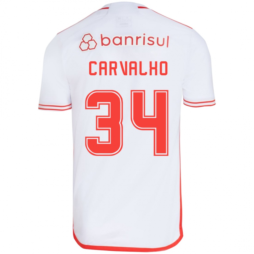 Niño Camiseta Gabriel Carvalho #34 Blanco Rojo 2ª Equipación 2024/25 La Camisa México