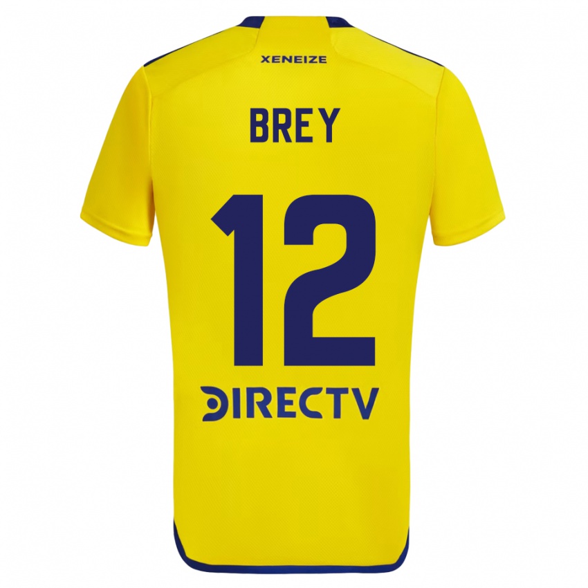 Niño Camiseta Leandro Brey #12 Amarillo Azul 2ª Equipación 2024/25 La Camisa México