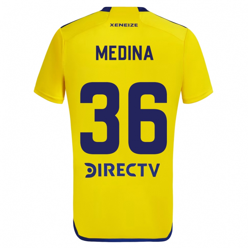 Niño Camiseta Cristian Medina #36 Amarillo Azul 2ª Equipación 2024/25 La Camisa México