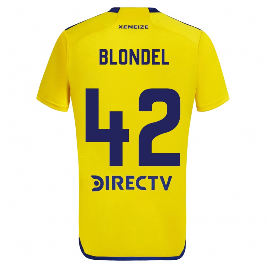 Niño Camiseta Lucas Blondel #42 Amarillo Azul 2ª Equipación 2024/25 La Camisa México