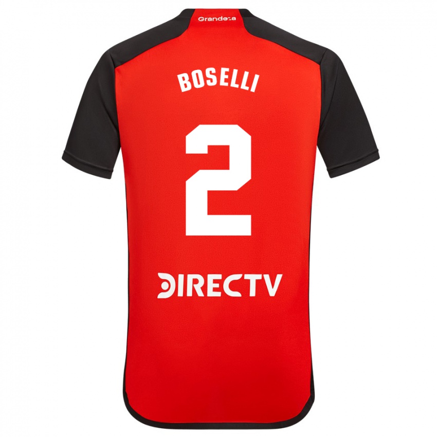 Niño Camiseta Sebastián Boselli #2 Rojo Negro Blanco 2ª Equipación 2024/25 La Camisa México