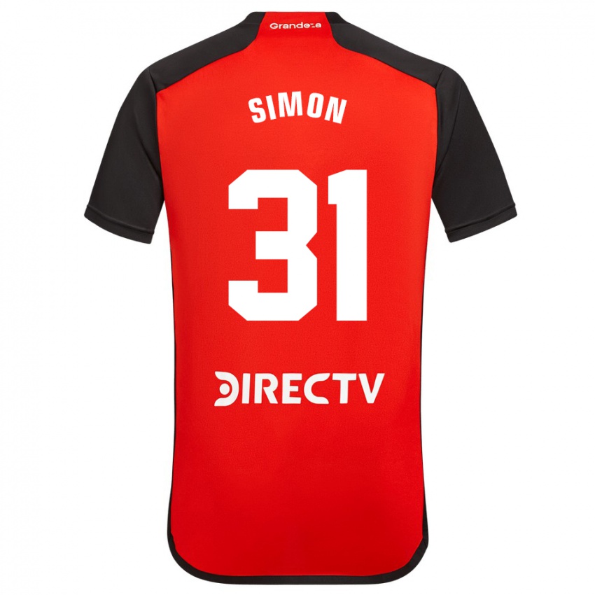 Niño Camiseta Santiago Simon #31 Rojo Negro Blanco 2ª Equipación 2024/25 La Camisa México