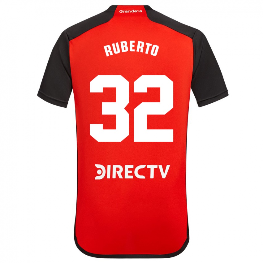 Niño Camiseta Agustín Ruberto #32 Rojo Negro Blanco 2ª Equipación 2024/25 La Camisa México