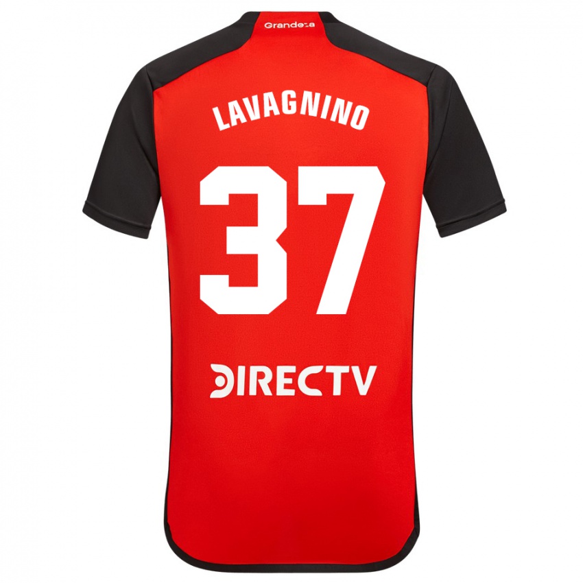 Niño Camiseta Lucas Lavagnino #37 Rojo Negro Blanco 2ª Equipación 2024/25 La Camisa México