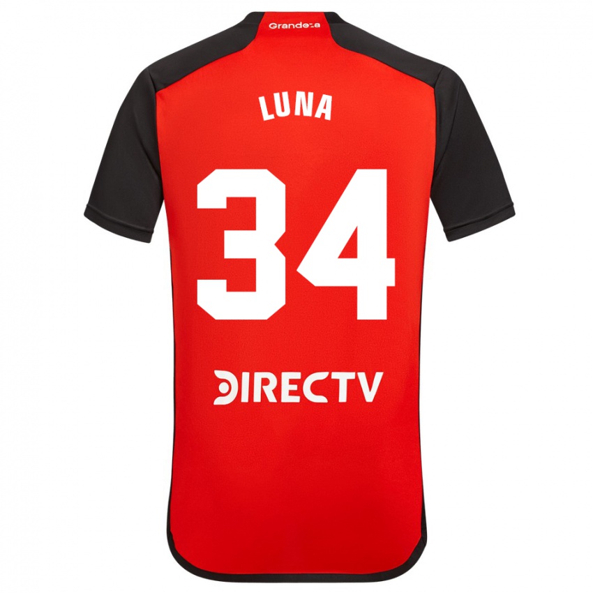 Niño Camiseta Jonás Luna #34 Rojo Negro Blanco 2ª Equipación 2024/25 La Camisa México