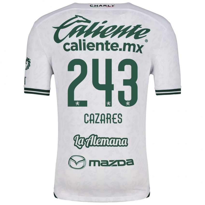 Niño Camiseta Juan Cázares #243 Blanco Verde 2ª Equipación 2024/25 La Camisa México