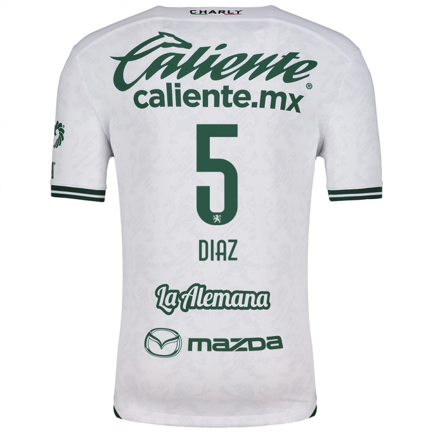 Niño Camiseta Brenda Díaz #5 Blanco Verde 2ª Equipación 2024/25 La Camisa México