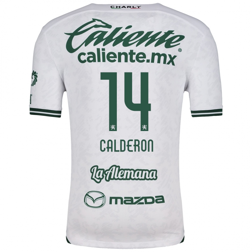 Niño Camiseta Daniela Calderón #14 Blanco Verde 2ª Equipación 2024/25 La Camisa México