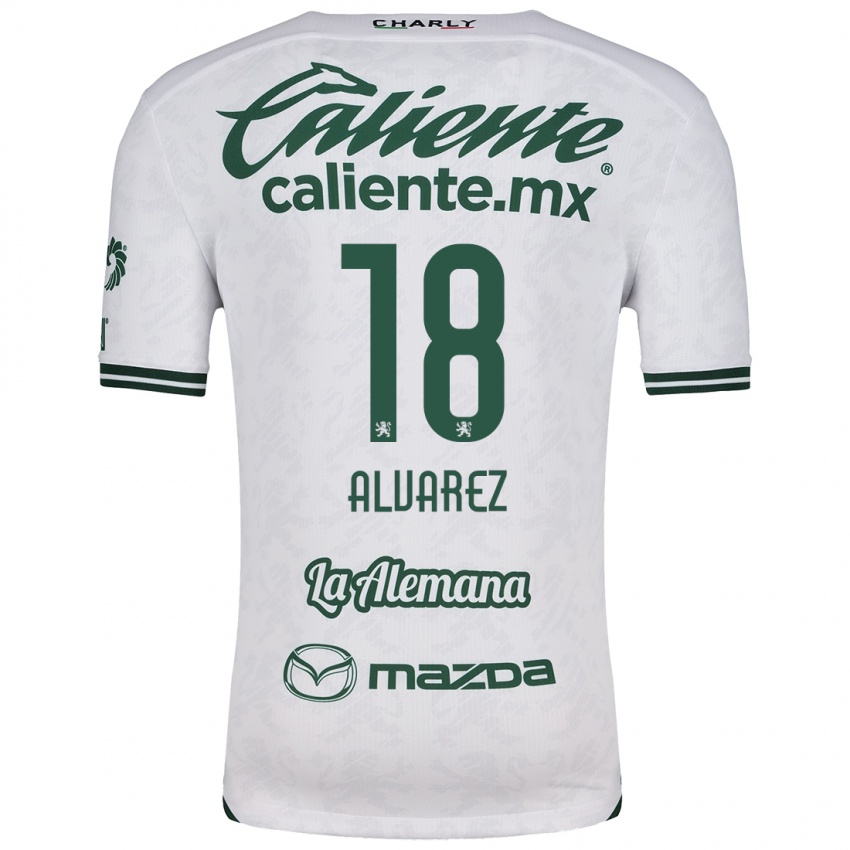 Niño Camiseta Yazmin Álvarez #18 Blanco Verde 2ª Equipación 2024/25 La Camisa México