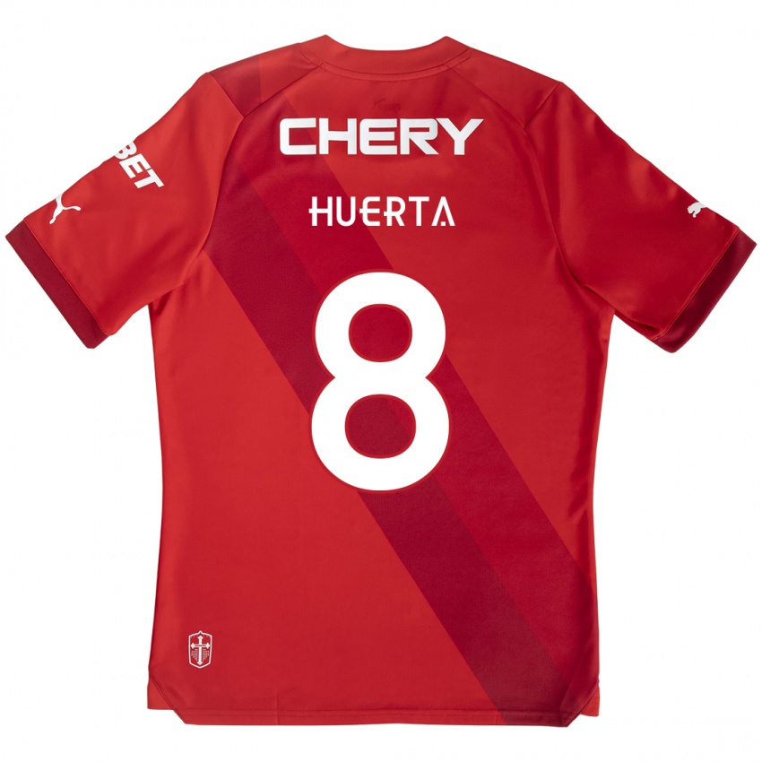 Niño Camiseta Valber Huerta #8 Rojo Blanco 2ª Equipación 2024/25 La Camisa México